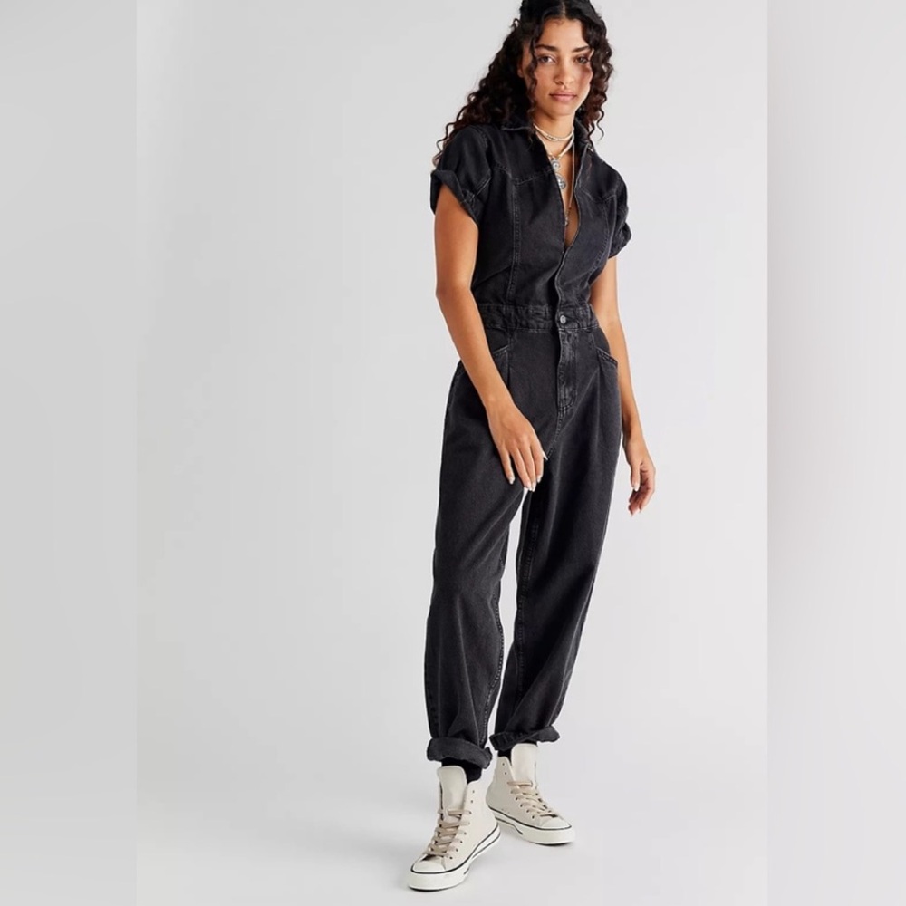 Free people denim jumpsuit